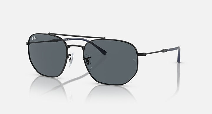 Ray-Ban RB3707 Black with Blue Solid Color lenses - Quarter