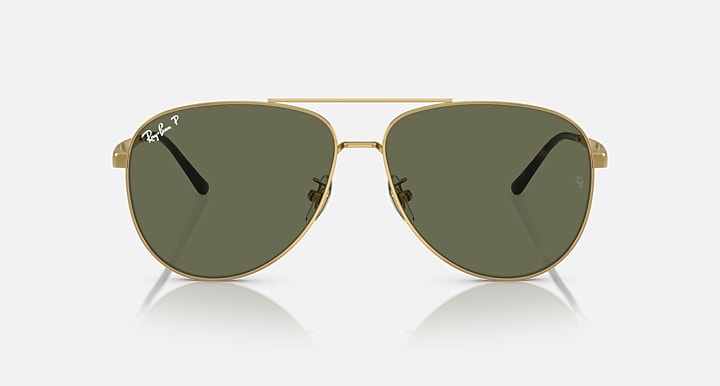 Ray-Ban RB3712D Arista Gold with Dark Green Polarized Solid Color lenses - Front