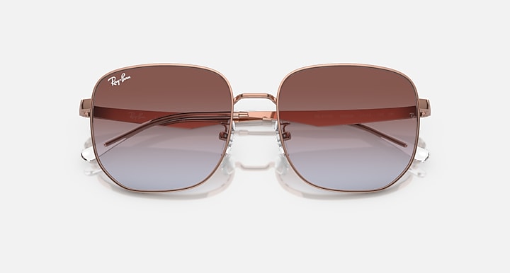 Ray-Ban RB3713D Rose Gold with Violet Gradient lenses - Closed Front