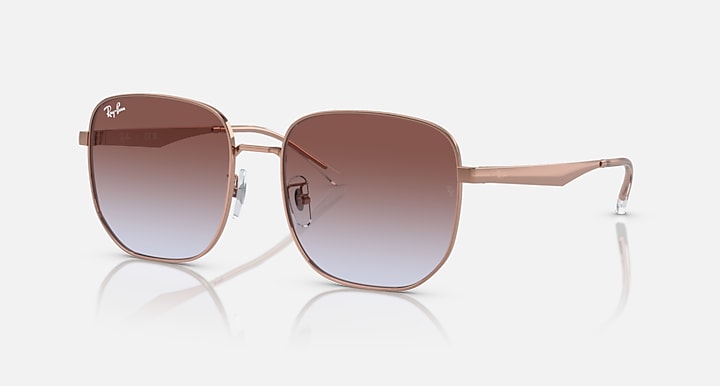 Ray-Ban RB3713D Rose Gold with Violet Gradient lenses - Quarter