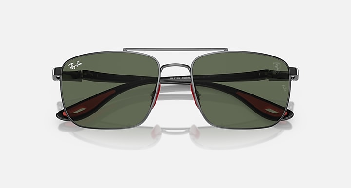 Ray-Ban RB3715M SCUDERIA FERRARI COLLECTION Gunmetal; Black with Dark Green Solid Color lenses - Closed Front