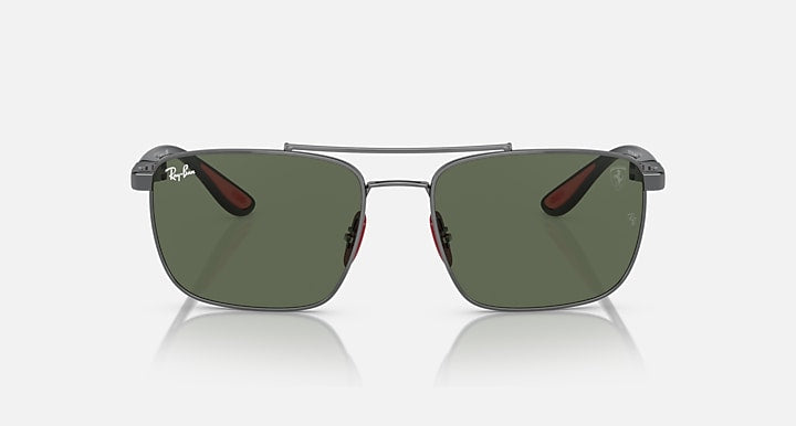 Ray-Ban RB3715M SCUDERIA FERRARI COLLECTION Gunmetal; Black with Dark Green Solid Color lenses - Front