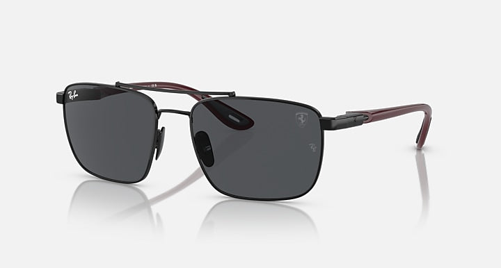 Ray-Ban RB3715M SCUDERIA FERRARI COLLECTION Black; Dark Red with Dark Grey Solid Color lenses - Quarter