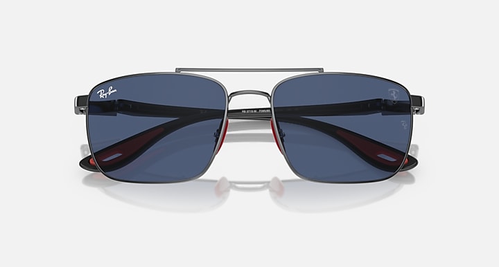Ray-Ban RB3715M SCUDERIA FERRARI COLLECTION Gunmetal; Grey with Dark Blue Solid Color lenses - Closed Front