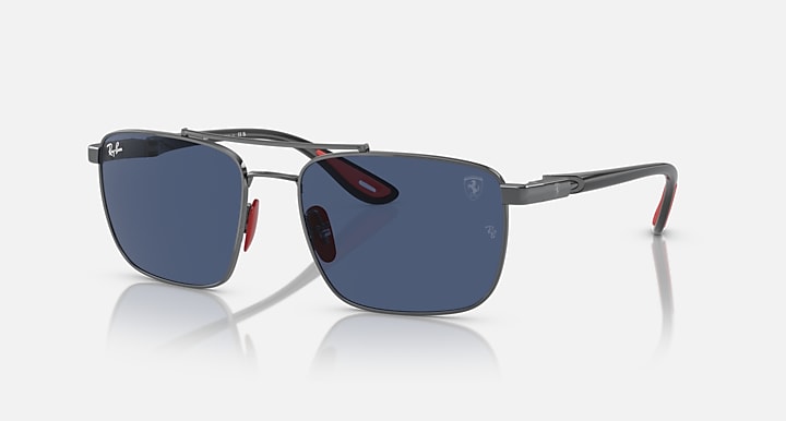 Ray-Ban RB3715M SCUDERIA FERRARI COLLECTION Gunmetal; Grey with Dark Blue Solid Color lenses - Quarter