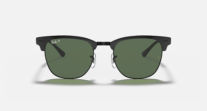 Ray-Ban CLUBMASTER METAL Black with G-15 Green Polarized Solid Color lenses - Front