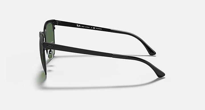 Ray-Ban CLUBMASTER METAL Black with G-15 Green Polarized Solid Color lenses - Lateral