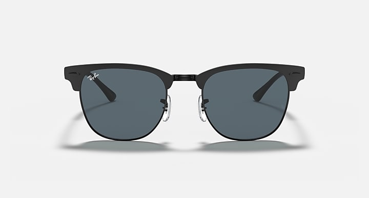 Ray-Ban CLUBMASTER METAL Black with Blue Solid Color lenses - Front