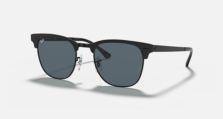 Ray-Ban CLUBMASTER METAL Black with Blue Solid Color lenses - Quarter