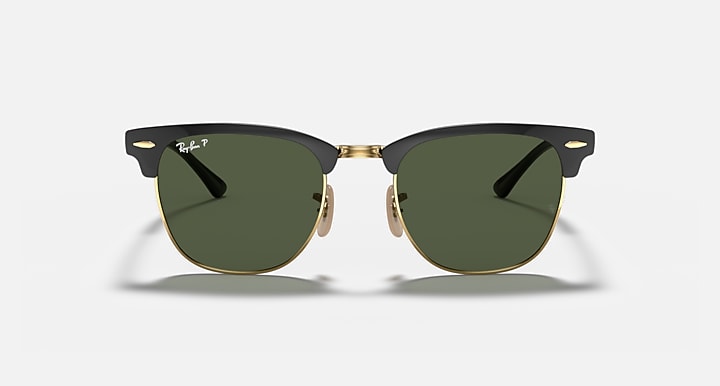 Ray-Ban CLUBMASTER METAL Black On Gold with G-15 Green Polarized Solid Color lenses - Front