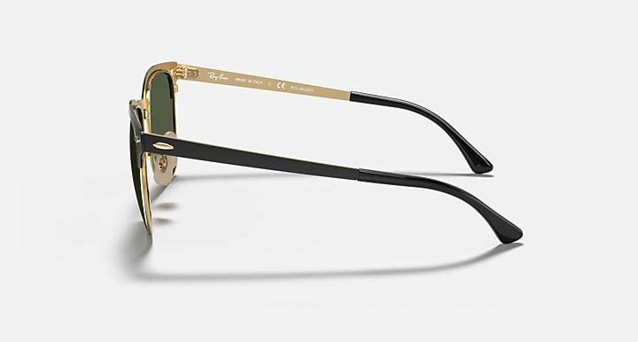 Ray-Ban CLUBMASTER METAL Black On Gold with G-15 Green Polarized Solid Color lenses - Lateral