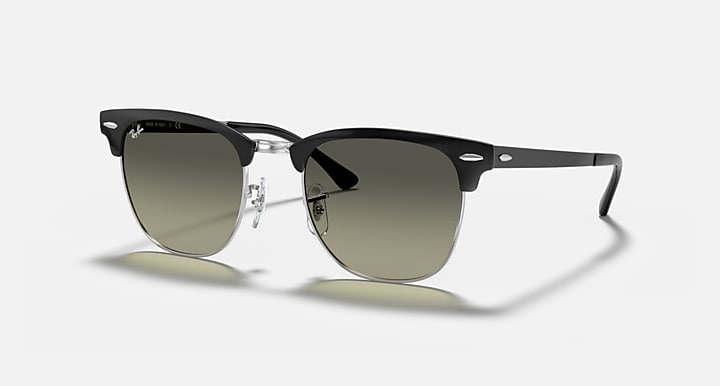 Ray-Ban CLUBMASTER METAL Black On Silver with Grey Gradient Gradient lenses - Quarter