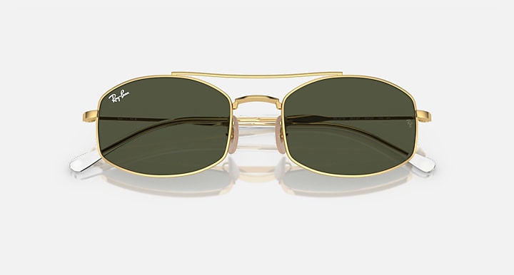 Ray-Ban RB3719 Arista Gold with G-15 Green Solid Color lenses - Closed Front