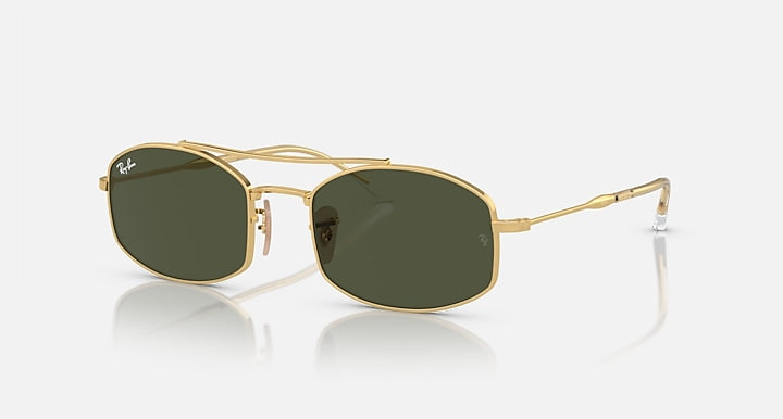 Ray-Ban RB3719 Arista Gold with G-15 Green Solid Color lenses - Quarter