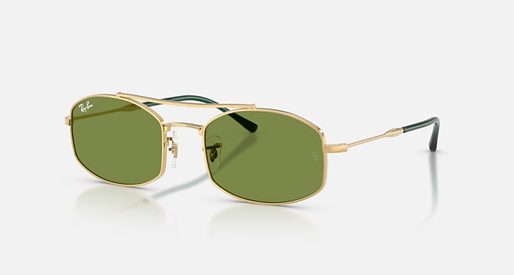 Ray-Ban RB3719 Arista Gold with Green Solid Color lenses - Quarter