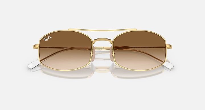 Ray-Ban RB3719 Arista Gold with Light Brown Gradient lenses - Closed Front