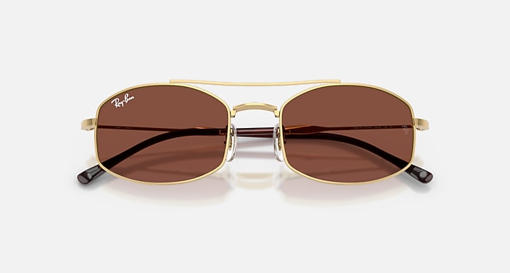 Ray-Ban RB3719 Arista Gold with Red Solid Color lenses - Closed Front