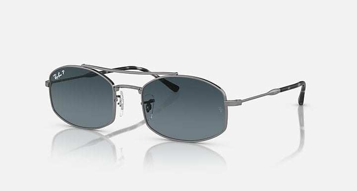 Ray-Ban RB3719 Gunmetal with Dark Blue Polarized Gradient lenses - Quarter
