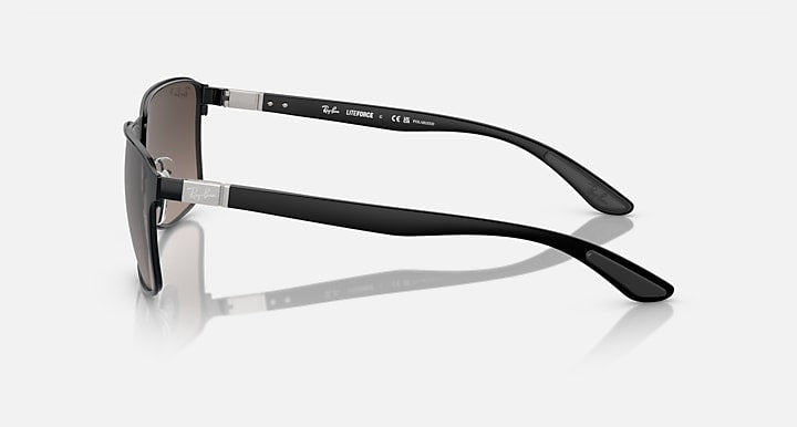 Ray-Ban RB3721 POLARIZED+ LENSES Black On Black; Black with Grey Polarized+ Polarized+ lenses - Lateral