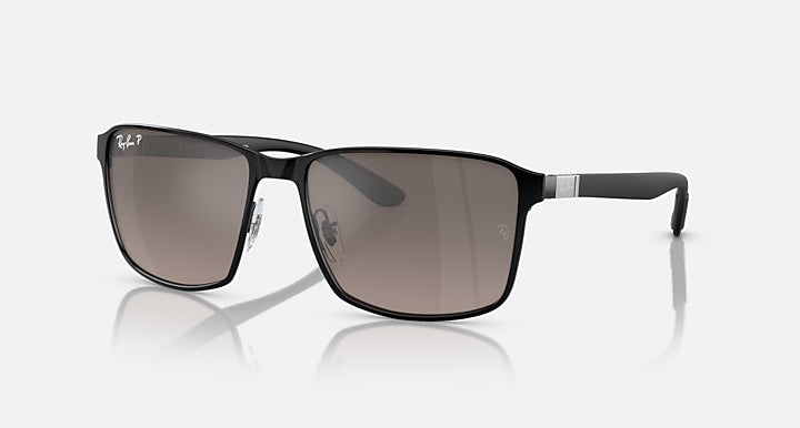 Ray-Ban RB3721 POLARIZED+ LENSES Black On Black; Black with Grey Polarized+ Polarized+ lenses - Quarter