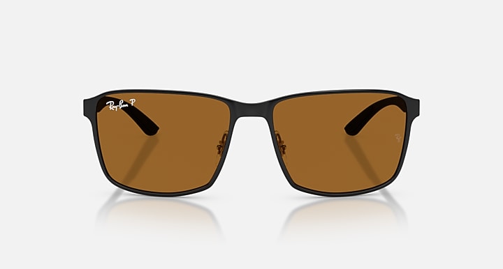 Ray-Ban RB3721 POLARIZED + LENSES Matte Black On Black; Black with Bronze Urban Polarized+ Polarized+ lenses - Front