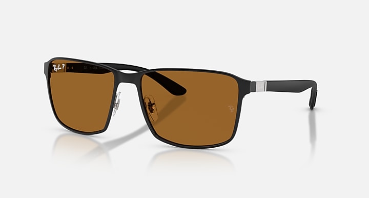 Ray-Ban RB3721 POLARIZED + LENSES Matte Black On Black; Black with Bronze Urban Polarized+ Polarized+ lenses - Quarter