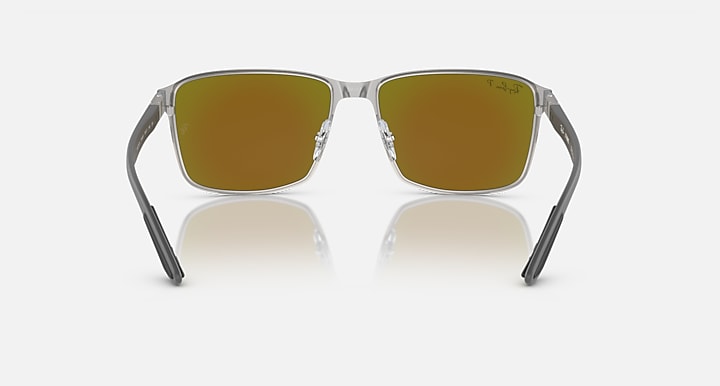 Ray-Ban RB3721 POLARIZED+ LENSES Black On Silver; Silver with Blue Polarized+ Polarized+ lenses - Back
