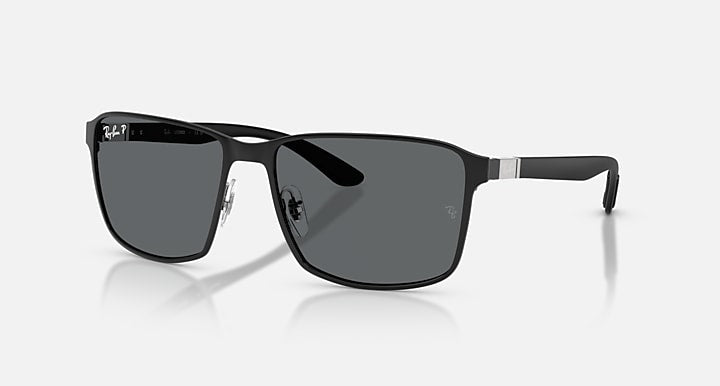 Ray-Ban RB3721 Black with Dark Grey Polarized Solid Color lenses - Quarter