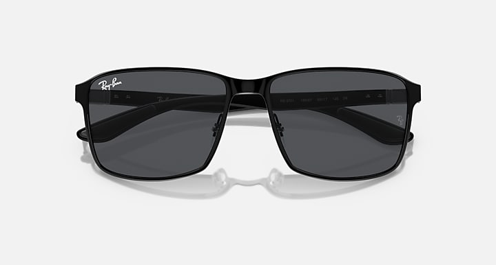 Ray-Ban RB3721 Black On Black; Black with Dark Grey Solid Color lenses - Closed Front