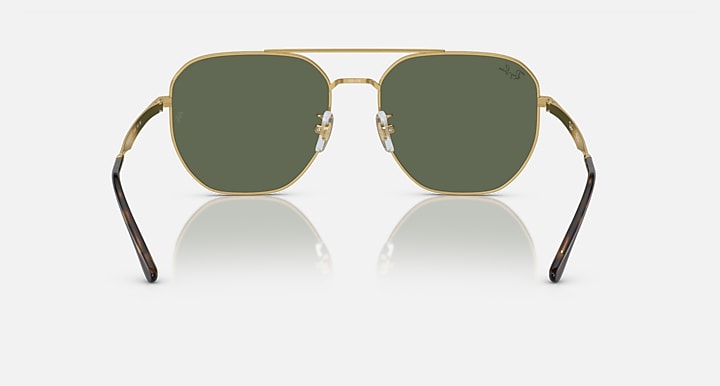 Ray-Ban RB3724D Arista Gold with Dark Green Solid Color lenses - Back