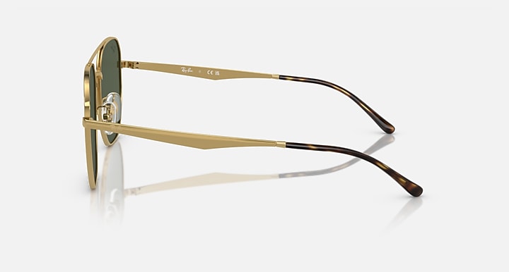 Ray-Ban RB3724D Arista Gold with Dark Green Solid Color lenses - Lateral