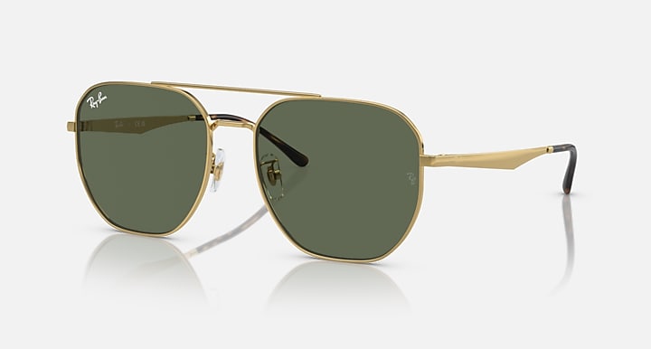 Ray-Ban RB3724D Arista Gold with Dark Green Solid Color lenses - Quarter