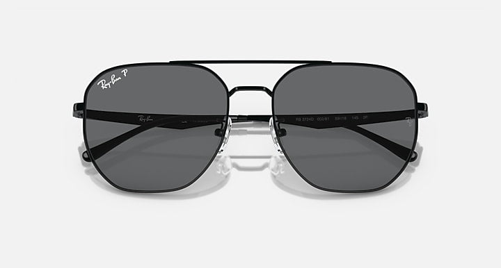 Ray-Ban RB3724D Black with Dark Grey Polarized Solid Color lenses - Closed Front