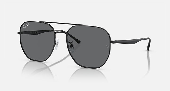 Ray-Ban RB3724D Black with Dark Grey Polarized Solid Color lenses - Quarter