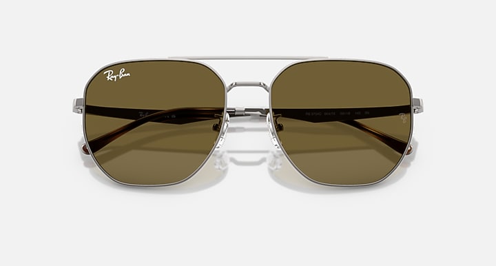 Ray-Ban RB3724D Gunmetal with Dark Brown Solid Color lenses - Closed Front