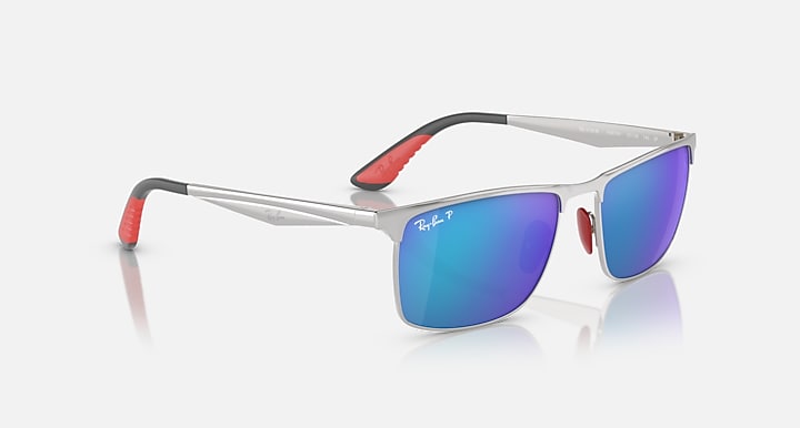 Ray-Ban RB3726M SCUDERIA FERRARI COLLECTION POLARIZED+ LENSES Silver with Blue Polarized+ Polarized+ lenses - Alternative