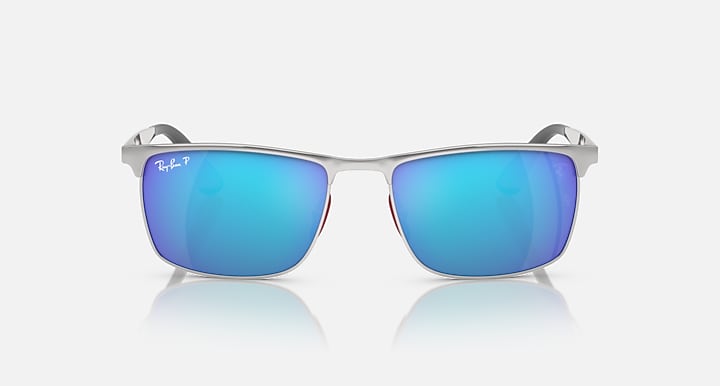 Ray-Ban RB3726M SCUDERIA FERRARI COLLECTION POLARIZED+ LENSES Silver with Blue Polarized+ Polarized+ lenses - Front
