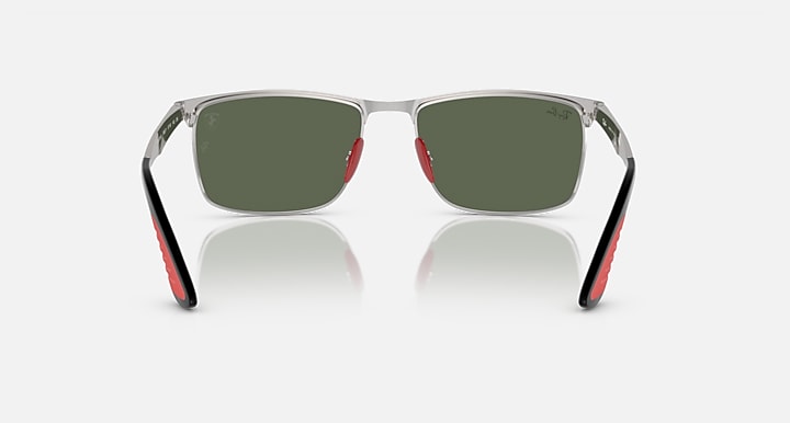 Ray-Ban RB3726M SCUDERIA FERRARI COLLECTION Black On Silver; Silver with Dark Green Solid Color lenses - Back
