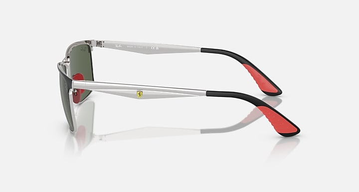 Ray-Ban RB3726M SCUDERIA FERRARI COLLECTION Black On Silver; Silver with Dark Green Solid Color lenses - Lateral