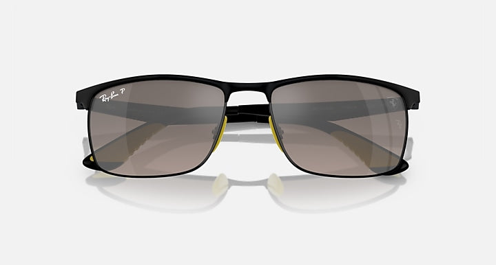 Ray-Ban RB3726M SCUDERIA FERRARI COLLECTION POLARIZED+ LENSES Black On Black; Black with Grey Polarized+ Polarized+ lenses - Closed Front