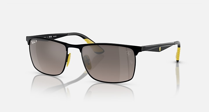 Ray-Ban RB3726M SCUDERIA FERRARI COLLECTION POLARIZED+ LENSES Black On Black; Black with Grey Polarized+ Polarized+ lenses - Quarter