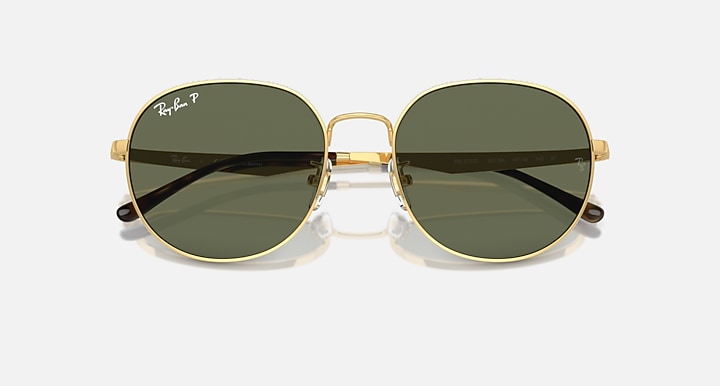 Ray-Ban RB3727D Arista Gold with Dark Green Polarized Solid Color lenses - Closed Front