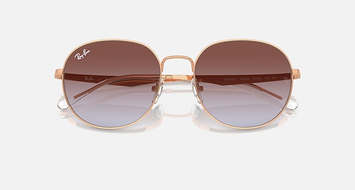 Ray-Ban RB3727D Rose Gold with Light Blue & Violet Gradient lenses - Closed Front