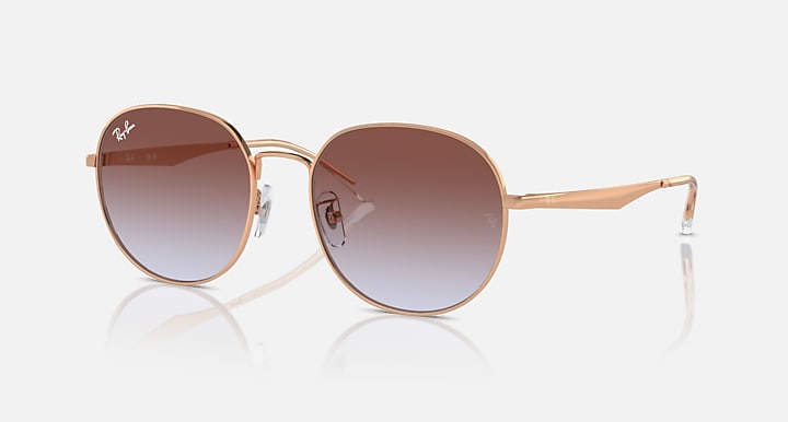 Ray-Ban RB3727D Rose Gold with Light Blue & Violet Gradient lenses - Quarter