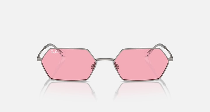 Ray-Ban YEVI BIO-BASED Gunmetal with Pink Solid Color lenses - Front
