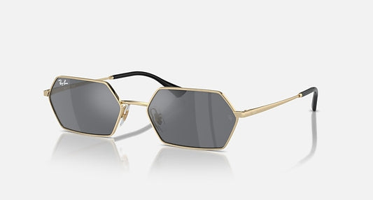 Ray-Ban YEVI BIO-BASED Light Gold with Dark Grey Solid Color - Mirror lenses - Quarter