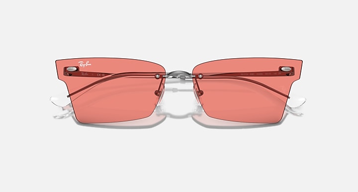 Ray-Ban XIME BIO-BASED Gunmetal with Pink Solid Color lenses - Closed Front