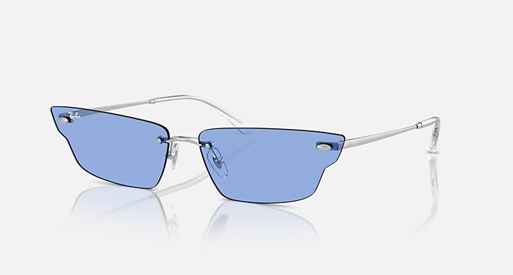 Ray-Ban ANH BIO-BASED LIMITED Silver with Blue Solid Color lenses - Quarter