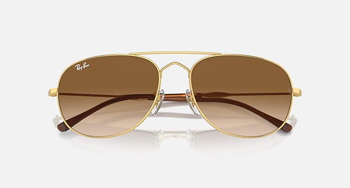 Ray-Ban BAIN BRIDGE Arista Gold with Clear & Brown Gradient lenses - Closed Front