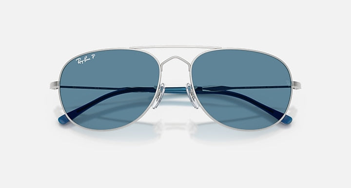Ray-Ban BAIN BRIDGE POLARIZED+ LENSES Silver with Polarized+ Blue Polarized+ lenses - Closed Front